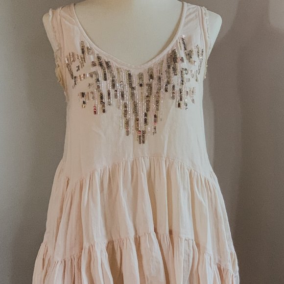 Free People Boho Blush Sequined Top XS - Picture 2 of 4
